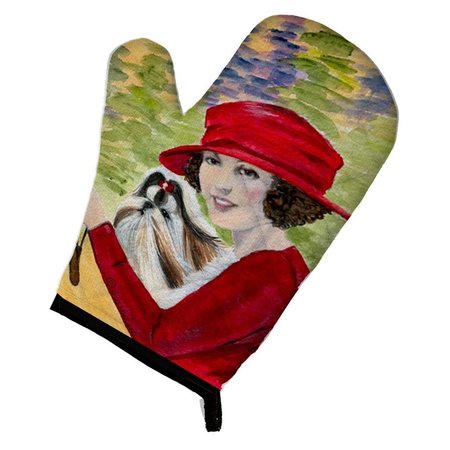 CAROLINES TREASURES Lady driving with Her Shih Tzu Oven Mitt SS8539OVMT